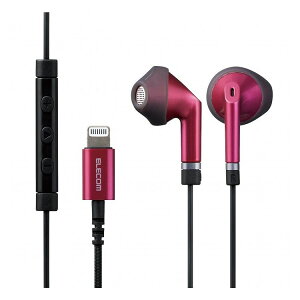 エレコム イヤホン ステレオヘッドホン 有線タイプ LightningiPhone/iPad マイク付 高耐久ケーブル ピンク EHP-LFS10IMPN(代引不可)通販セール