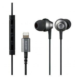 エレコム イヤホン ステレオヘッドホン 有線タイプ カナル型 LightningiPhone/iPad 高耐久ケーブル ブラック EHP-LFS12CMBK(代引不可)ネット通販