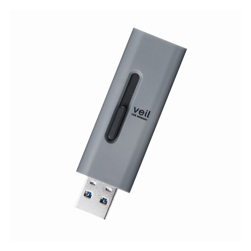 エレコム ELECOM USBメモリ 128GB USB3.2(Gen1) 高速データ転送 スライド式 キャップなし ストラップホール付 グレー MF-SLU3128GGY(代引不可)【メール便（ネコポス）】【送料無料】