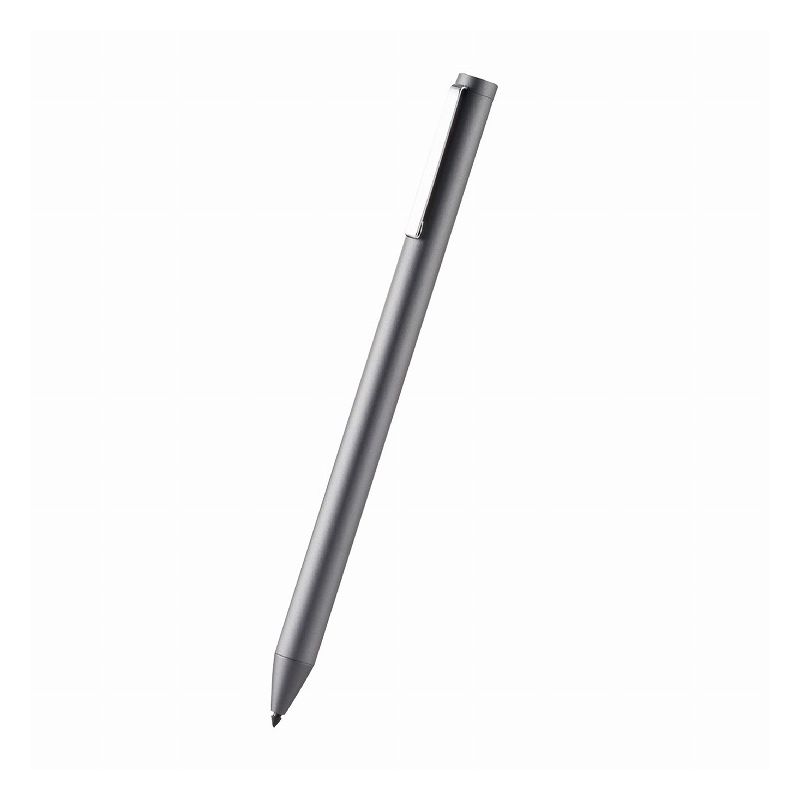 エレコム ELECOM アクティブスタイラスペン タッチペン 極細 2mm iPad専用 充電式 グレー オートスリープ機能 クリップ付 タブレット 滑らかな操作 P-TPACSTAP01GY(代引不可)【送料無料】【メール便（ネコポス）】