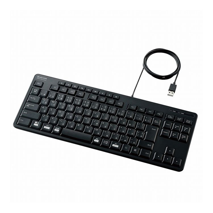 キーボード 有線 USB接続 テンキーレス 静音 抗菌 ブラック TK-FCM113SKBK エレコム(代引不可)【送料無..
