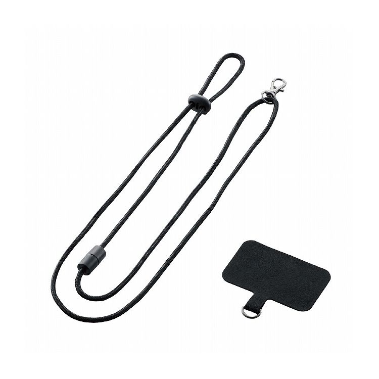 スマホアクセサリ 外付ストラップホール ネックストラップ ブラック エレコム ELECOM(代引不可)【メール便（ネコポス）】【送料無料】