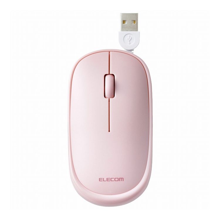 マウス 有線 静音 3ボタン ケーブル巻取 薄型 収納ポーチ付き 左右対称 Slint モバイルマウス ビジネス テレワーク USB コンパクト 重さ53g ピンク M-TM10UBPN ELECOM(代引不可)