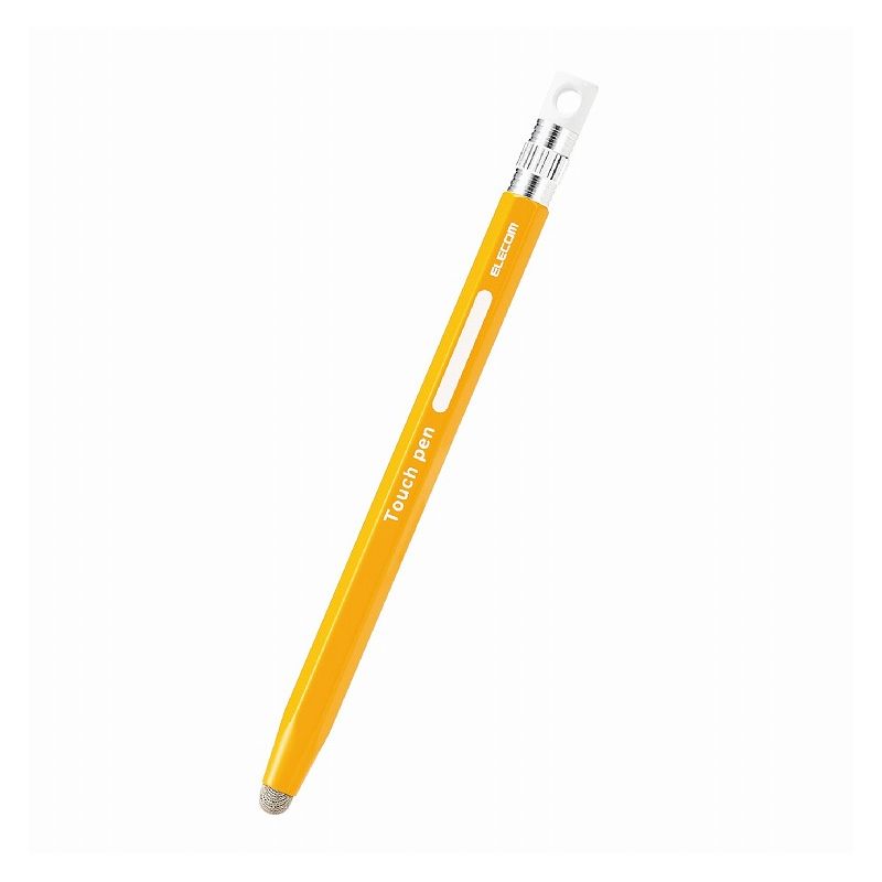 【商品特長】■鉛筆と同じ六角形なので転がりにくく、持ちやすい形状となっています。 ■一般的な鉛筆と同じ太さのため、ペンケースに収納が可能です。 ■名前を入れるスペースが付いており、お子様がタッチペンを紛失してしまうのを防ぎます。 ■導電繊維をペン先に採用し、滑らかな操作性を実現したタッチペンです。 ■指先でのタッチ操作と違い、液晶画面を汚さずに操作可能です。 ■タッチ操作はもちろん、スライド操作も快適に行えます。 ■※フィルムの種類によっては、操作時にこすれ音が生じたり、ペンの反応が悪くなったりすることがあります。 ■強い筆圧のお子様でも、画面を傷つけにくい導電繊維のペン先となっています。 ■ストラップホールがあります。 ■ペン先が劣化した際に別売のペン先(P-TIPENSE)に交換できて、快適な操作感を維持できます。【仕様】■対応機種：各種スマートフォン・タブレット ※特定のアプリ/ソフトをご使用の際に、専用タッチペンのみでの描写設定をされている場合はご使用できない場合があります。 ■外形寸法：長さ約120mm×ペン径約7mm、ペン先約5mm ■材質：ペン先:導電繊維、本体:アルミニウム ■カラー：イエロー【送料について】北海道、沖縄、離島は送料を頂きます。【配送について】■同一配送先2個以上から、宅配便となります。■単品出荷の場合、メール便（ネコポス）となります。メール便（ネコポス）の場合・ポスト投函となります。・お時間帯の指定は受け付けておりません。・代引きでの出荷は受け付けておりません。