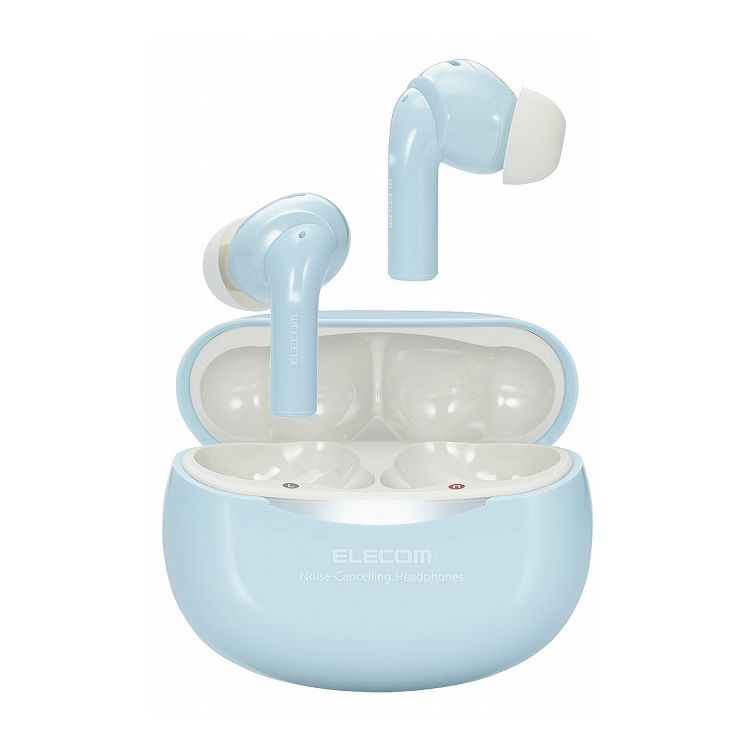 ワイヤレスイヤホン Bluetooth ノイズキャンセリング 耳せん機能 低遅延 外音モード Type-C 充電 スマホ タブレット パソコン 各種対応 ブルー LBT-TWS15BU(代引不可)【送料無料】