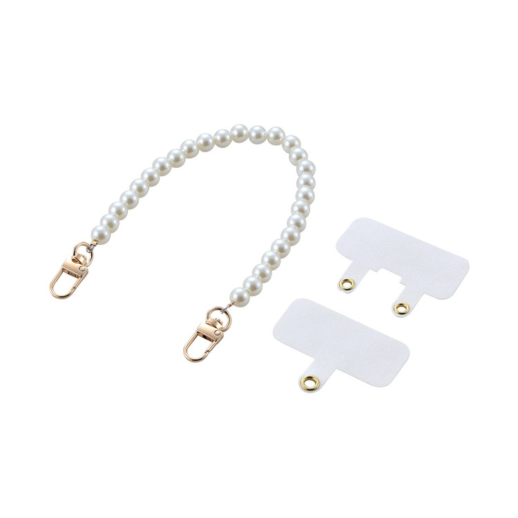 スマホストラップ 手首 ハンド ストラップ 約16cm パールタイプ ストラップシート付 携帯ストラップ 落下防止 iPhone Android スマホ 各種対応 パール P-STHPAL(代引不可)【メール便配送】【送料無料】