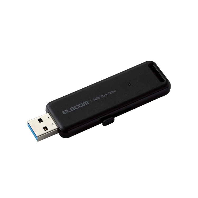 ELECOM エレコム SSD 外付け 2TB USB3.2 Gen2 読出最大1000MB/秒 超小型 USBメモリ型 ポータブル スライド式 高速 USB A 接続 ブラック ESD-EMB2000GBK(代引不可)【送料無料】