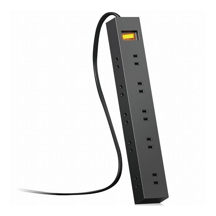 ELECOM 延長コード 電源タップ コンセント 2P 10個口 5m 一括スイッチ マグネット 雷サージ ホコリシャッター付 スイングプラグ ブラック エレコム ECT-1550BK(代引不可)【送料無料】