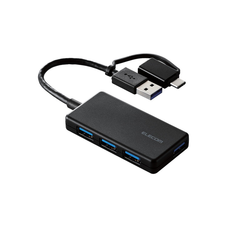 GR USB nu USB3.1 Gen1 USB-ARlN^ Type-C ϊA_v^[t USB-A|[g ~4 oXp[ ^ P[u10cm ubN U3H-CA4004BBK ELECOM(s)y[֔zzyz