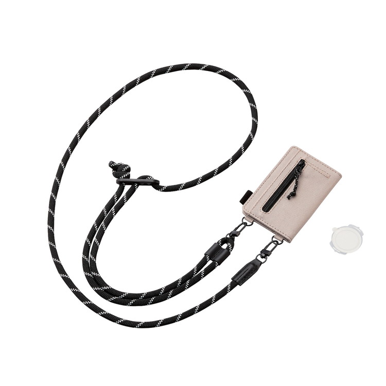 エレコム スマホ ショルダー ストラップ 42~78cm 長さ調整可 カジュアル 丸ひも 紐直径6mm カードケース付き 携帯ストラップ 斜めがけ 落下 盗難 紛失防止 ベージュ P-STSDCDR06BE ELECOM(代引不可)【送料無料】