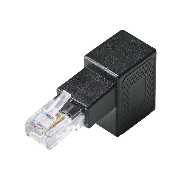 LANケーブル 延長コネクタ L字下向き 変換アダプタ Cat5e RJ45 中継コネクタ ギガビット対応 ブラック LD-RJ45U5ELDBK(代引不可)【メール便配送】【送料無料】