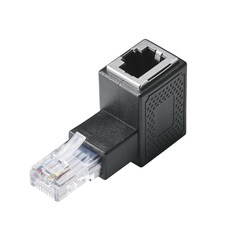 LANケーブル 延長コネクタ L字上向き 変換アダプタ Cat5e RJ45 中継コネクタ ギガビット対応 ブラック LD-RJ45U5ELUBK(代引不可)【メール便配送】【送料無料】