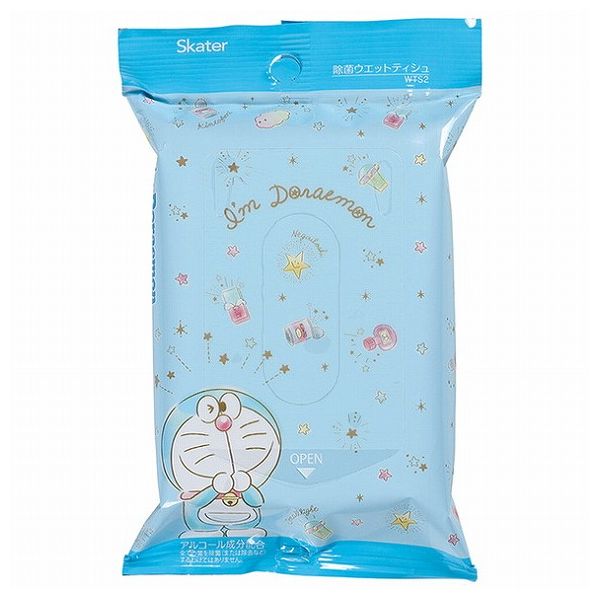 スケーター 除菌ウェットティッシュ 除菌シート アルコール成分配合 20枚入り ドラえもん きらきらパス..