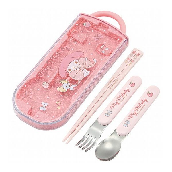 マイメロディ ビックリボン 銀イオン抗菌 子供用 トリオセット 箸 スプーン フォーク マイメロディ ビ..