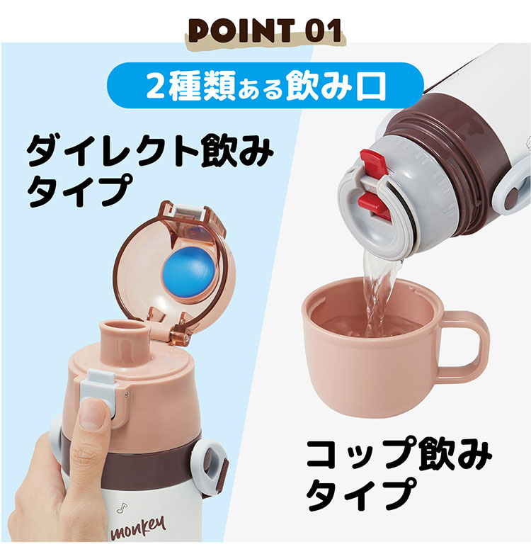 おさるのジョージ25 水筒 キッズ 直飲み ワンタッチ ステンレス 保冷 キャラクター...