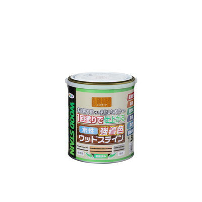 【商品説明】●隠ぺいが高く1回塗りで仕上がる水性・低臭タイプの木部専用塗料です。●木目を生かした美しいステイン仕上げができ、日光や雨に強く耐候性に優れています。●防腐・防カビ・防藻・防虫効果があり、長期間、木部を美しく保ちます。●撥水剤の配合により長期間撥水性を維持し、木部を保護します。●【用途】＜適した場所＞屋内外用、ラティス・トレリス・プランター・ウッドデッキなどのガーデン用木製品、家具・窓枠・幅木・ウッドクラフト・工作品などのインテリア木部・木製品（※古い木材や旧塗膜のある木材の場合は、必ず下地処理後に塗装して下さい。常時水のかかるところやいつも湿っているところ、また屋内の床面には適しません。）。＜標準塗り回数＞1回塗り。＜光沢＞ツヤ消し。＜塗膜の仕上がり＞半透明。●塗料タイプ：水性アクリルウレタンエマルション樹脂塗料●容量：1.6L●色：レッドオーク●【塗り面積】＜1回塗り＞12〜17m2・タタミ ： 7〜10枚分、＜吸い込みが激しい面＞8〜11m2・タタミ ： 5〜7枚分●乾燥時間：夏期/約2時間、冬期/約3時間（塗り重ね時間の目安：夏期/1〜3時間、冬期/2〜4時間）●表示の用途以外には使用しないで下さい。塗料がすでに塗られている面や吸いこみがないプリント合板、化粧合板には塗れません。食器など直接食べ物と接触するところは塗らないで下さい。●犬小屋や鳥かご、その他ペットなどがなめたり、かじったりするような木部には塗らないで下さい。●均一になった塗料の見かけの色は、エマルション樹脂の影響で表示の色と異なって見えることがあります。表示の色は乾燥後の色です。●記載の乾燥時間は半硬化(指で軽くこすって跡がつかない状態)の時間です。●下地の種類によっては1回塗りでは仕上がらない場合があります。その場合には2回塗りして下さい。塗り重ねるときは、夏期は1〜3時間、冬期は2〜4時間乾かしてから塗って下さい。塗り重ねの間隔が長くなったり、降雨後に塗り重ねすると、塗る素材によっては塗料がはじく場合があります。この時には#600程度のサンドペーパーで表面を軽く研磨してから塗って下さい。●うすめ方：塗りにくいときは水(5%以内)でうすめて下さい。●用具の手入れ：使い終えたハケや用具は、塗料が乾かないうちに水かぬるま湯で洗ってください。●下地処理など：塗膜のハガレ防止のため以下の処理をして下さい。1. ゴミ、ホコリを充分に取り除きます。泥、サビ、カビ、苔、藻などの汚れはナイロンブラシ、ナイロンタワシ、デッキブラシなどで水洗いします。2. ヤニや油分が多い場合は、ペイントうすめ液で拭き取ります。3. 木材の表面が劣化している場合は、サンドペーパーで研磨するか、ナイロンブラシ、ナイロンタワシ、デッキブラシなどで水洗し、できるだけ表面層を除去します。4. 他の塗料が塗装されている場合は、旧塗膜をサンドペーパー、電動サンダーなどで充分に取り除きます。5. 本品同士の塗り替えの場合は、表面をサンドペーパー（#400〜#600）で軽く研磨後、塗り重ねができます。6. 木材の表面が硬く、塗料が浸透しにくい木材の場合は、サンドペーパーなどで目荒らしを行うと塗料の付きが良くなります。7. 木材の表面がザラザラしているときは、サンドペーパー（#280〜#320）を木目に沿ってかけておくと、滑らかに仕上ります。※メーカーの都合によりパッケージ、内容等が変更される場合がございます。当店はメーカーコード（JANコード）で管理をしている為それに伴う返品、返金等の対応は受け付けておりませんのでご了承の上お買い求めください。【代引きについて】こちらの商品は、代引きでの出荷は受け付けておりません。【送料について】北海道、沖縄、離島は送料を頂きます。