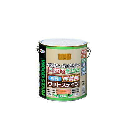 【商品説明】●隠ぺいが高く1回塗りで仕上がる水性・低臭タイプの木部専用塗料です。●木目を生かした美しいステイン仕上げができ、日光や雨に強く耐候性に優れています。●防腐・防カビ・防藻・防虫効果があり、長期間、木部を美しく保ちます。●撥水剤の配合により長期間撥水性を維持し、木部を保護します。●【用途】＜適した場所＞屋内外用、ラティス・トレリス・プランター・ウッドデッキなどのガーデン用木製品、家具・窓枠・幅木・ウッドクラフト・工作品などのインテリア木部・木製品（※古い木材や旧塗膜のある木材の場合は、必ず下地処理後に塗装して下さい。常時水のかかるところやいつも湿っているところ、また屋内の床面には適しません。）。＜標準塗り回数＞1回塗り。＜光沢＞ツヤ消し。＜塗膜の仕上がり＞半透明。●塗料タイプ：水性アクリルウレタンエマルション樹脂塗料●容量：3L●色：パイン●【塗り面積】＜1回塗り＞22〜31m2・タタミ ： 13〜19枚分、＜吸い込みが激しい面＞15〜21m2・タタミ ： 9〜13枚分●乾燥時間：夏期/約2時間、冬期/約3時間（塗り重ね時間の目安：夏期/1〜3時間、冬期/2〜4時間）●表示の用途以外には使用しないで下さい。塗料がすでに塗られている面や吸いこみがないプリント合板、化粧合板には塗れません。食器など直接食べ物と接触するところは塗らないで下さい。●犬小屋や鳥かご、その他ペットなどがなめたり、かじったりするような木部には塗らないで下さい。●均一になった塗料の見かけの色は、エマルション樹脂の影響で表示の色と異なって見えることがあります。表示の色は乾燥後の色です。●記載の乾燥時間は半硬化(指で軽くこすって跡がつかない状態)の時間です。●下地の種類によっては1回塗りでは仕上がらない場合があります。その場合には2回塗りして下さい。塗り重ねるときは、夏期は1〜3時間、冬期は2〜4時間乾かしてから塗って下さい。塗り重ねの間隔が長くなったり、降雨後に塗り重ねすると、塗る素材によっては塗料がはじく場合があります。この時には#600程度のサンドペーパーで表面を軽く研磨してから塗って下さい。●うすめ方：塗りにくいときは水(5%以内)でうすめて下さい。●用具の手入れ：使い終えたハケや用具は、塗料が乾かないうちに水かぬるま湯で洗ってください。●下地処理など：塗膜のハガレ防止のため以下の処理をして下さい。1. ゴミ、ホコリを充分に取り除きます。泥、サビ、カビ、苔、藻などの汚れはナイロンブラシ、ナイロンタワシ、デッキブラシなどで水洗いします。2. ヤニや油分が多い場合は、ペイントうすめ液で拭き取ります。3. 木材の表面が劣化している場合は、サンドペーパーで研磨するか、ナイロンブラシ、ナイロンタワシ、デッキブラシなどで水洗し、できるだけ表面層を除去します。4. 他の塗料が塗装されている場合は、旧塗膜をサンドペーパー、電動サンダーなどで充分に取り除きます。5. 本品同士の塗り替えの場合は、表面をサンドペーパー（#400〜#600）で軽く研磨後、塗り重ねができます。6. 木材の表面が硬く、塗料が浸透しにくい木材の場合は、サンドペーパーなどで目荒らしを行うと塗料の付きが良くなります。7. 木材の表面がザラザラしているときは、サンドペーパー（#280〜#320）を木目に沿ってかけておくと、滑らかに仕上ります。※メーカーの都合によりパッケージ、内容等が変更される場合がございます。当店はメーカーコード（JANコード）で管理をしている為それに伴う返品、返金等の対応は受け付けておりませんのでご了承の上お買い求めください。【代引きについて】こちらの商品は、代引きでの出荷は受け付けておりません。【送料について】北海道、沖縄、離島は送料を頂きます。