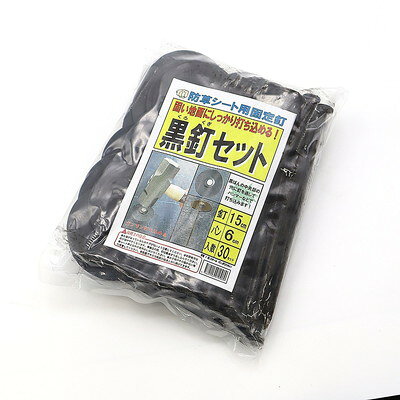 【商品説明】●固い地面にしっかり打ち込めます。●用途：防草シート用固定釘。●個包装サイズ(約)：D180×W140×H30mm●個包装重量(約)：0.9kg●入数：30セット●色:黒●先端が尖っているため怪我がないように注意してください。●軟弱地では釘が抜けやすくなります。●施工の際、釘は最後まで差し込んでください。●シート押さえ以外の使用はしないでください。●お子様の手の届かない所に保管してください。●鉄製ですので時間の経過とともに錆びていきます。※メーカーの都合によりパッケージ、内容等が変更される場合がございます。当店はメーカーコード（JANコード）で管理をしている為それに伴う返品、返金等の対応は受け付けておりませんのでご了承の上お買い求めください。【代引きについて】こちらの商品は、代引きでの出荷は受け付けておりません。【送料について】北海道、沖縄、離島は送料を頂きます。