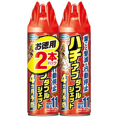 【商品説明】●動きを止める「羽ばたき停止成分」と「行動停止成分」をプラス。●最大11mまで薬剤が届くので離れた場所からでもハチを駆除できる。●巣にも効く。●巣作り阻止効果1ヶ月。●商品サイズ(幅×奥行×高さ)：13.2×23.6×6.6cm●重量：792g●原材料・成分：効成分：フタルスリン、トラロメトリン、灯油、LPガス●原産国：日本●適用害虫：アブ、ムカデ、ケムシ、クモ、カメムシ、アシナガバチ、ミツバチ、スズメバチ、ツマアカスズメバチ、ガ、ゲジ、ヤスデ※メーカーの都合によりパッケージ、内容等が変更される場合がございます。当店はメーカーコード（JANコード）で管理をしている為それに伴う返品、返金等の対応は受け付けておりませんのでご了承の上お買い求めください。【代引きについて】こちらの商品は、代引きでの出荷は受け付けておりません。【配送について】北海道、沖縄、離島は配送できません。予めご了承ください。