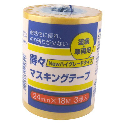【商品説明】●外壁から内装の養生まで使用可能です。●耐候性に優れ、見切りがはっきりきれいに出す事ができます。●梱包用と比べ粘着力が弱くはがしやすい特長から、仮止めとしてもご使用いただけます。●材質：基材／和紙、粘着剤／アクリル系●規格：24mm×18m●重量：118g●カラー：黄●日本●黄※メーカーの都合によりパッケージ、内容等が変更される場合がございます。当店はメーカーコード（JANコード）で管理をしている為それに伴う返品、返金等の対応は受け付けておりませんのでご了承の上お買い求めください。【代引きについて】こちらの商品は、代引きでの出荷は受け付けておりません。【送料について】北海道、沖縄、離島は送料を頂きます。