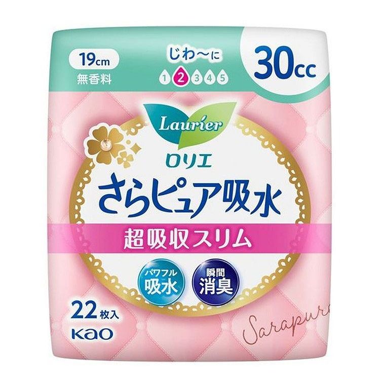 リコメン堂の花王 ロリエ さらピュア吸水 超吸収スリム 30cc 22枚(代引不可)【ポイント10倍】｜アングル2