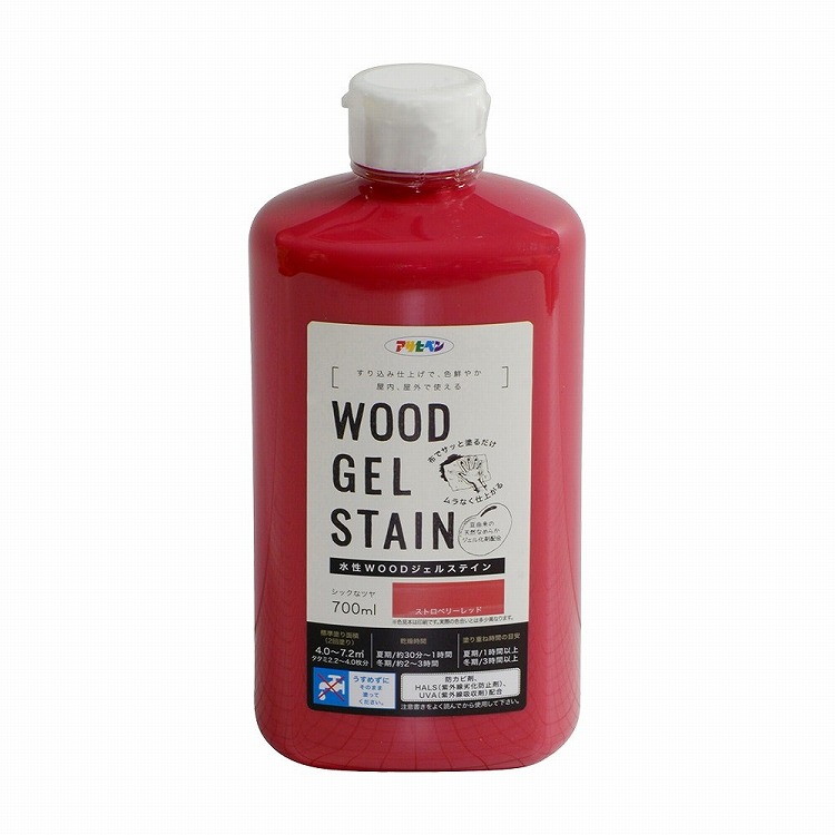 アサヒペン 水性WOODジェルステイン 700ML (ストロベリーレッド)(代引不可)【送料無料】