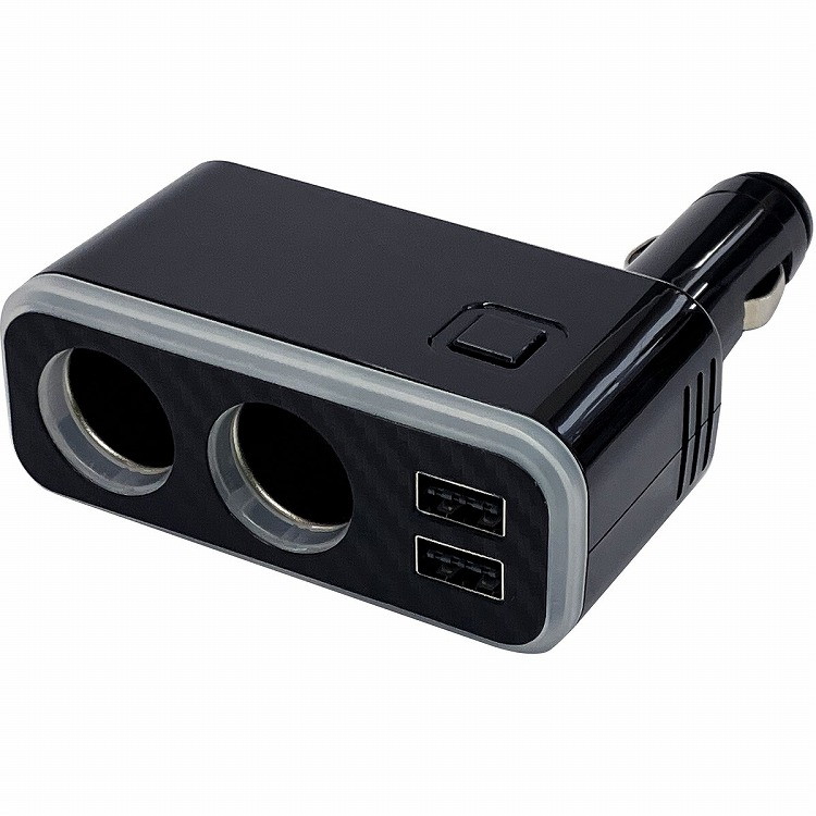 【商品説明】●ソケット前面が全方向へ華やかに輝く。【商品詳細】●レインボーLED内蔵で様々な発光パターンが楽しめるダイレクトソケット。●iPhone/iPad、スマートフォン/タブレット等の様々な端末を同時に2台充電可能。●ダイレクトソケット2口。●USB-Aポート×2。●出力合計4.8A。●12-24V対応。●本体サイズ(約):W90×H30×D118mm。●パッケージサイズ(約):W110×H180×D50mm。【代引きについて】こちらの商品は、代引きでの出荷は受け付けておりません。【送料について】北海道、沖縄、離島は送料を頂きます。