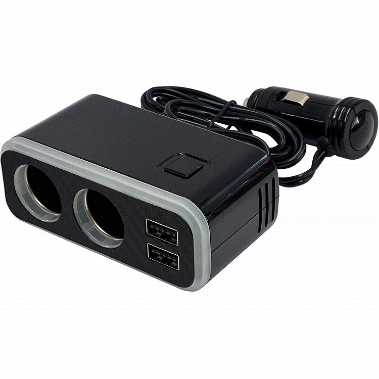 【商品説明】●ソケット前面が全方向へ華やかに輝く。【商品詳細】●レインボーLED内蔵で様々な発光パターンが楽しめるセパレートソケット。●iPhone/iPad、スマートフォン/タブレット等の様々な端末を同時に2台充電可能。●セパレートソケット2口。●USB-Aポート×2。●出力合計4.8A。●12-24V対応。●本体サイズ(約):W90×H35×D50mm。●パッケージサイズ(約):W110×H180×D50mm。【代引きについて】こちらの商品は、代引きでの出荷は受け付けておりません。【送料について】北海道、沖縄、離島は送料を頂きます。