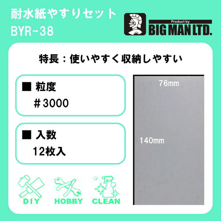 イトー 耐水紙ヤスリセット#3000 76×140mm BYR-38(代引不可)【ポイント10倍】