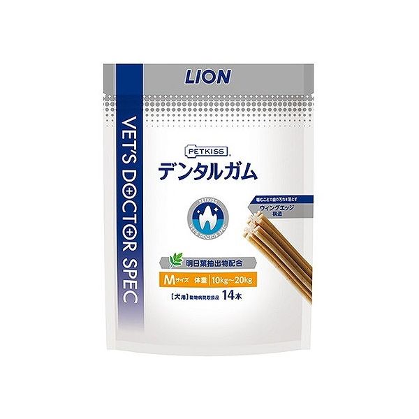 【商品説明】●口内の健康を維持したい犬のために噛むことで歯の汚れを落とすウィングエッジ構造。明日葉抽出物配合。米、小麦、トウモロコシは不使用。●商品特長[1]毎日おいしく歯みがき習慣が身につきます。[2]噛むことで、歯の汚れすっきり。[3]噛むことで歯の汚れを落とすウィングエッジ構造です。[4]明日葉抽出物配合。[5]適度な弾力性と大きさで長く噛めます。[6]ワンちゃんの大好きなミルク風味。[7]米、小麦、トウモロコシは不使用●原材料でん粉類（タピオカ、馬鈴薯、さつまいも）、マルチトール、豚ゼラチン、亜麻仁粉末、明日葉抽出物、グリセリン、増粘安定剤（CMC-Na）、乳化剤、香料、ビタミンB1ラウリル硫酸塩、酢酸亜鉛、環状オリゴ糖●使用方法1日1本体重にあわせたデンタルガムをおやつとして与えてください。・メーカー名ライオン商事（株）・保存方法別途パッケージに記載・賞味期限仕入れ元の規約により出荷時点で半年以上の商品のみ出荷致します。・生産国韓国【送料について】北海道、沖縄、離島は送料を頂きます。