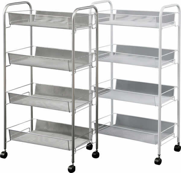 メッシュトローリー4段 WH ホワイト(代引き不可)【送料無料】 [2]