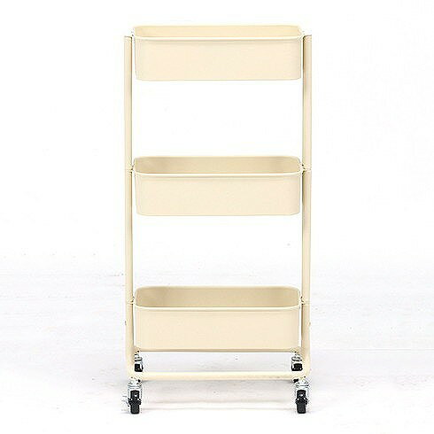 キッチンワゴン バスケット3段 スリム W390×D270×H785mm スチール所 おしゃれ アイボリー(代引不可)【送料無料】 [2]