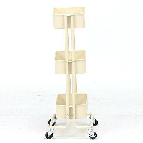 キッチンワゴン バスケット3段 スリム W390×D270×H785mm スチール所 おしゃれ アイボリー(代引不可)【送料無料】 [3]