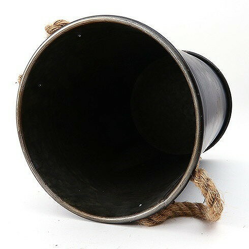 ブリキスツール W270×D270×H415mm スチール 天然木 麻 おしゃれ 収納 ブラック(代引不可)【送料無料】 [2]