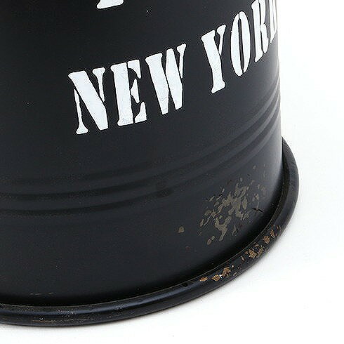 ブリキスツール W270×D270×H415mm スチール 天然木 麻 おしゃれ 収納 ブラック(代引不可)【送料無料】 [3]