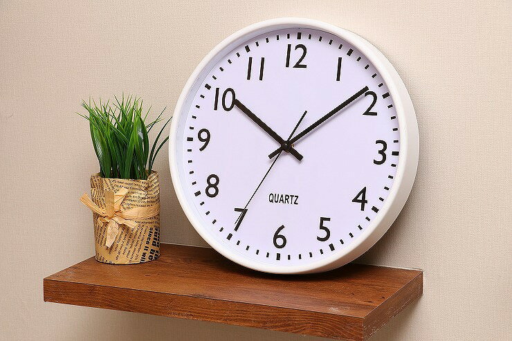 掛時計 インデックス Φ30cm W300×D43×H300mm ポリスチレン ウォッチ おしゃれ ホワイト(代引不可)【送料無料】 [3]