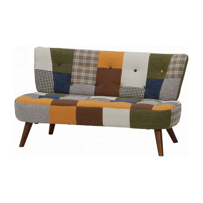 ファブリック生地と天然木の脚を使用したぬくもり感じるソファです。カラフルなパッチワーク柄がお部屋を華やかな印象にしてくれます。コンパクトなサイズ感でお部屋に圧迫感を与えません。脚を取り外すとローソファとして使用できます。【本体サイズ】W12...