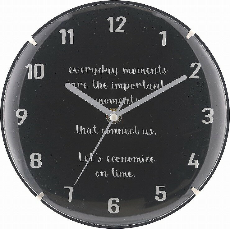 カバー付き ウォールクロック W200×D200×H55mm MDF GLASS おしゃれ BLACK(代引不可)【送料無料】 [2]