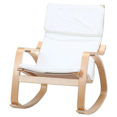 リラックスチェアー スリム ロッキングタイプ W670×D960×H900mm 480mm 綿35 ポリエステル65 樺材 おしゃれ アイボリー(代引不可)【送料無料】 [2]