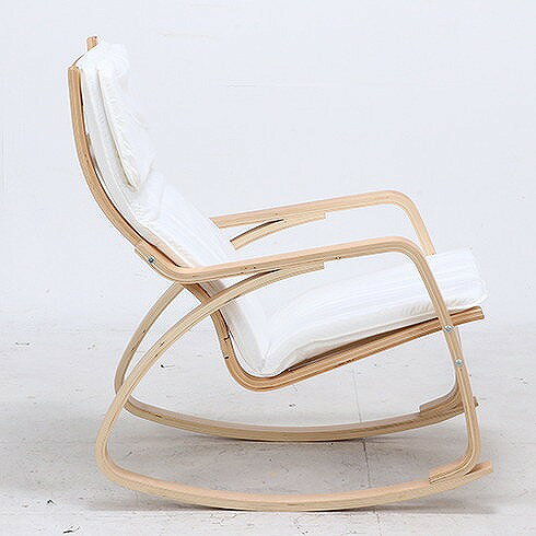 リラックスチェアー スリム ロッキングタイプ W670×D960×H900mm 480mm 綿35 ポリエステル65 樺材 おしゃれ アイボリー(代引不可)【送料無料】 [3]