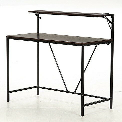 フレックス デスク W1050×D500×H970mm スチール おしゃれ 机 ダークブラウン×ブラック(代引不可)【送料無料】