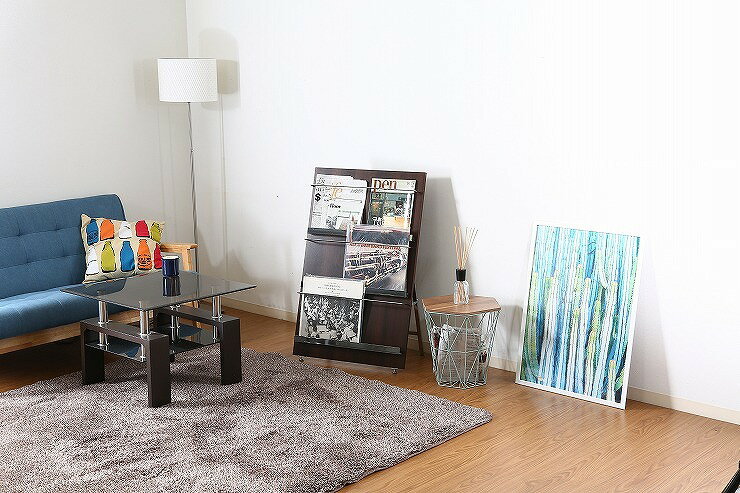 ウッドマガジンラック デコール W580×D350×H900mm PB(PVC) スチール おしゃれ(代引...
