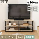 工具不要 コーナーテレビ台 コーナー用 幅100cm オープンラック 木目調 収納家具 テレビボード リビングボード サイドボード TV台 TVボード AV機器 リビング ダイニング【送料無料】(3)