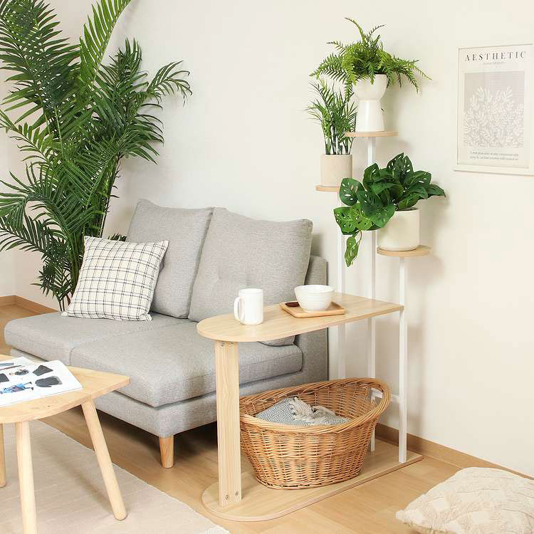 ディスプレイサイドテーブル W84 WH(代引不可)【送料無料】