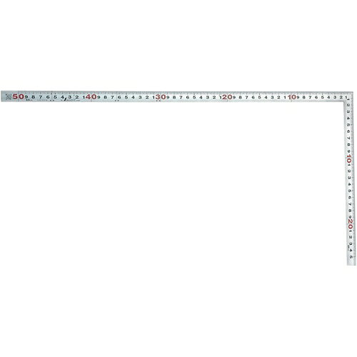 【用途】直角の確認やケガキ作業に使用します。【機能・特徴】表面：長枝50cm・短枝25cm。裏面：角目・丸目付です。【仕様】●精度：直角度100mmで±0.1mmを超えない。●長さの許容差　全長±0.2mm。【材質】●ステンレス。【商品サイズ】奥行520×幅260×高さ1.4mm　重量91g【注意事項・その他】用途以外使用しないでください。大工道具：測定具：曲尺 シンワ：日本一シルバー曲尺：50CM‐10014 ■商品コード：4960910100145■JANコード：4960910100145■ブランド名：シンワ■商品名：日本一シルバー曲尺■規格：50CM 10014 【商品サイズ】奥行520×幅260×高さ1.4mm　重量91g 【用途】直角の確認やケガキ作業に使用します。【機能・特徴】表面：長枝50cm・短枝25cm。裏面：角目・丸目付です。【仕様】●精度：直角度100mmで±0.1mmを超えない。●長さの許容差　全長±0.2mm。【材質】●ステンレス。 【注意事項・その他】用途以外使用しないでください。 　