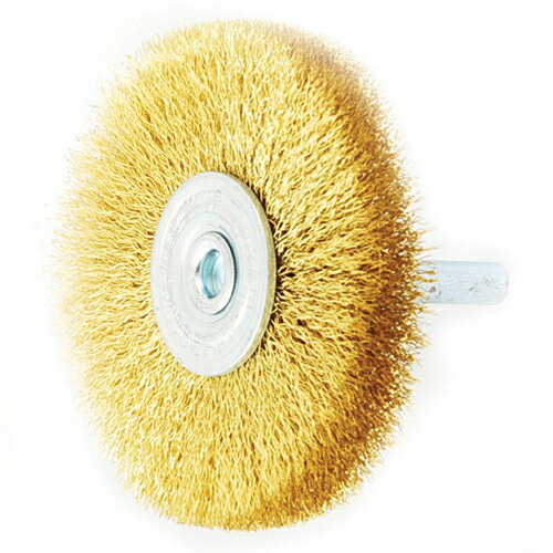 先端工具・ドリルアタッチメントの軸付ワイヤブラシ65MM。銅・真鍮または木材などの表面研磨に。線のこ..