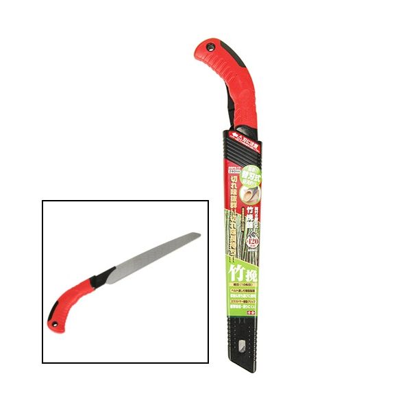 【商品特長】【用途】竹挽作業用。【機能・特徴】ベルト通し付樹脂製鞘で収納、持ち運びに便利です。柄ラストマー樹脂グリップで滑りにくく衝撃を吸収します。高硬度全身焼入刃を採用しています。経済的な替刃式です。【仕様】●細目(18枚目)。●最適切断目安：約120mm。●高硬度全身焼入刃。【材質】●刃部：刃物鋼。●グリップ：エラストマー樹脂。【商品サイズ】幅110×高さ440×奥行350mm　重量280g【注意事項ほか】●本来の用途以外では使用しないでください。■商品コード:4977292633130■JANコード:4977292633130■ブランド名:千吉■商品名:鞘付き替刃式竹挽鋸 240■規格:SGPS-17【送料について】北海道、沖縄、離島は送料を頂きます。