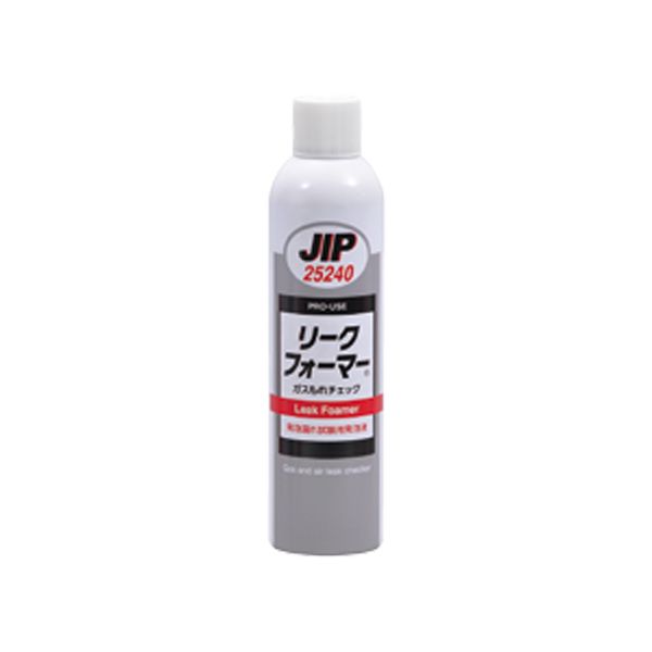 【商品特長】【用途】ガス・エアもれ検査液。【機能・特徴】エアゾールタイプですので、ワンタッチで簡単にガスもれを発見できます。不燃性で化学反応による危険がありません。各種ガスの配管系及び機器の溶接部、接合部のガスもれの発見、都市ガス、プロパンガス及び一般プラント配管、容器等のガスもれの発見ができます。エアコン、冷蔵庫等の機器の配管接合部の冷媒もれの発見ができます。自動車用エアーブレーキ配管のガスもれ検査用としてもご使用いただけます。【仕様】●内容量：345g。●消防法上の非危険物。●不燃性。【材質】●成分：非イオン系界面活性剤。●成分：精製水・CO2。■商品コード:4985329252407■JANコード:4985329252407■ブランド名:JIP■商品名:RFガスもれチェック■規格:300ML NO.25240【送料について】北海道、沖縄、離島は送料を頂きます。