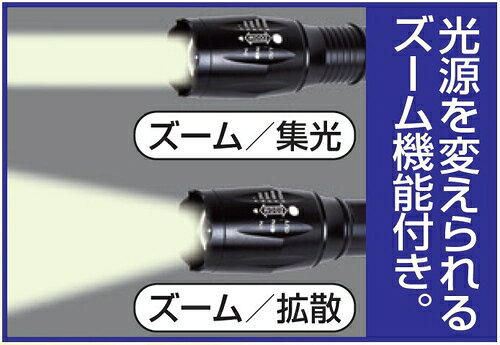 LEDズームライト 3本組 ブラック 集光・拡散(代引不可)【送料無料】