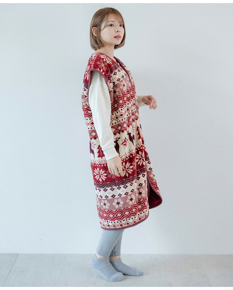 あったか着る毛布 ノルディック柄 吸湿発熱 毛布スリーパー ショート 65×100cm 北...